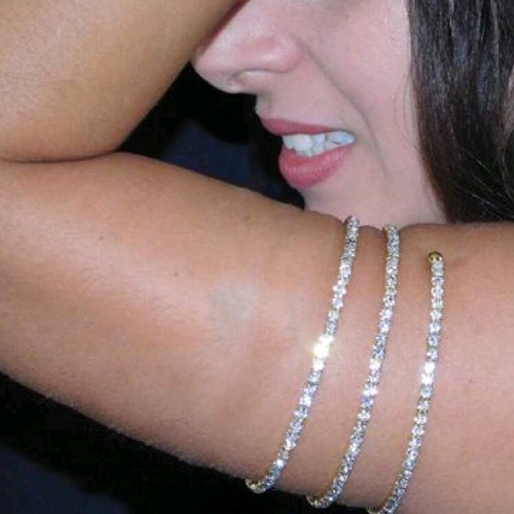 Source Unknown Silver Crystal Wrap Bracelet Trio